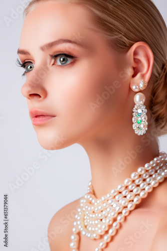 Beautiful Young Woman With Necklace AI Generated