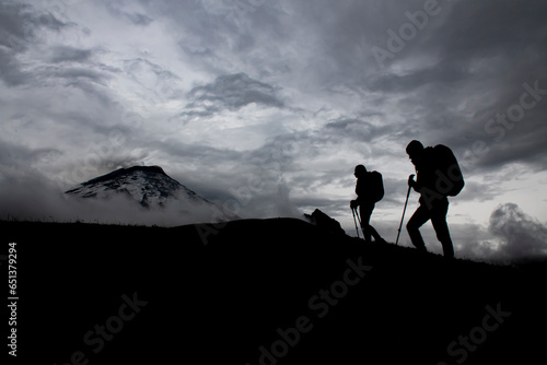 hiking in the south face of Cotopaxi volcano