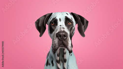 Fancy Great Dane, advertising photography, Pastel color palette background