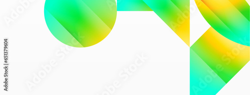 Serene gradient template. Circles and triangles mingle in minimalist perfection. Gentle fusion of forms and hues creates balanced yet captivating backdrop, embodying modern sophistication