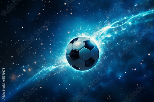 Soccer ball floating amidst stars. Generative AI