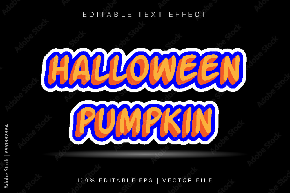 Fototapeta premium Halloween Pumpkin Editable Text Effect Cartoon Style