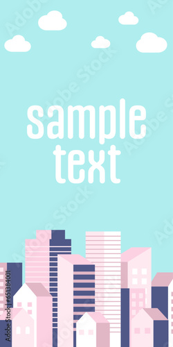 背景イラスト_ビル群_パステルカラー