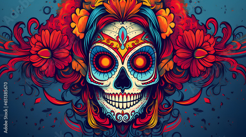 Living Art: Discovering the Charm of Mexican Sugar Skulls, AI Generative