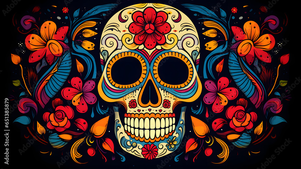 The Artistry of Mexican Sugar Skulls: A Sweet Celebration of Life, AI Generative The Artistry of Mexican Sugar Skulls: A Sweet Celebration of Life, AI Generative