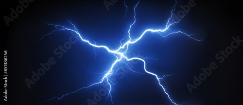 Abstract image of electrical current and voltage on a plain black background illuminated by blue light from Generative AI