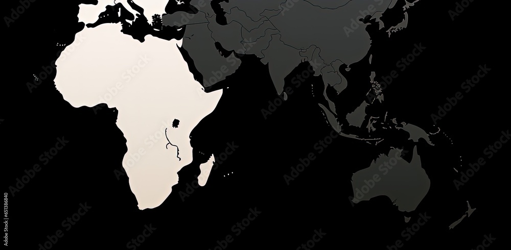 Obraz premium Africa map illustration, black background. Generative AI