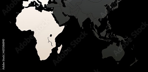 Africa map illustration, black background. Generative AI