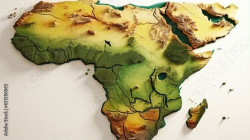 Africa map illustration, white background. Generative AI photo