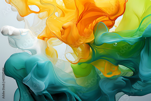 Colored ink mixing abstract background.	