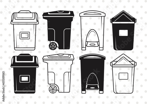 Trash Bin Silhouette, Trash Bin SVG, Garbage Bin Svg, Trash Svg, Garbage Svg, Rubbish Bin Svg, Trash Bin Bundle