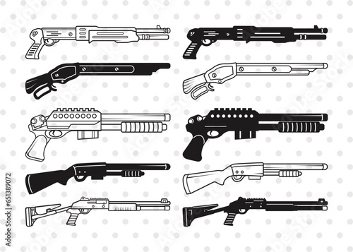 Shotgun Silhouette, Shotgun SVG, Crossed Shotgun Rifle Svg, Pistol Svg, Riot Shotgun Svg, Tactical Shotgun Svg, Shotgun Bundle