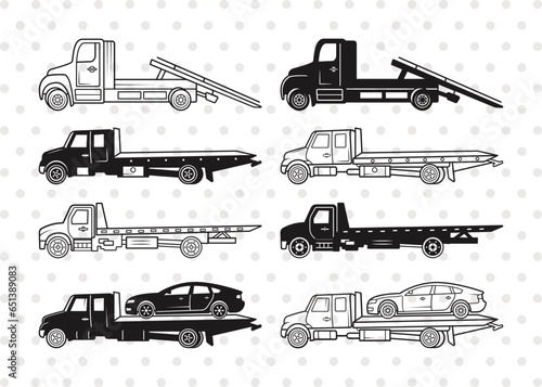 Rollback Truck Silhouette, Rollback Truck SVG, Tow Truck Svg, Flatbed Truck Svg, Rollback Truck Icon Svg, Wrecker Svg, Rollback Truck Bundle