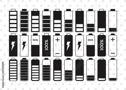 Battery Sign Silhouette, Battery Sign SVG, Low Battery Svg, Batteries Svg, Full Battery Svg, Battery Icon Svg, Battery Sign Bundle