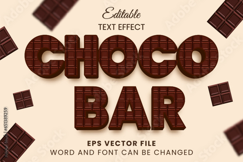 Choco bar 3d editable vector text effect