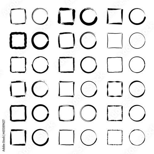 筆で書いた黒い手書きの四角のセット