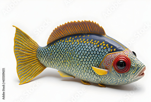 Ceramic fish isolated on white background (African jewelfish)