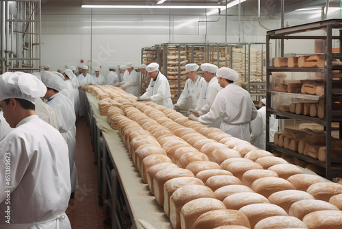 modern bread factory production. AI Generative