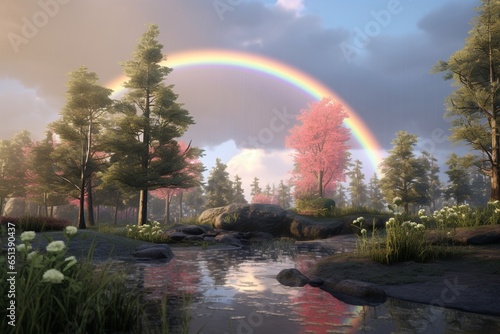 rainbow over the lake, Generative AI