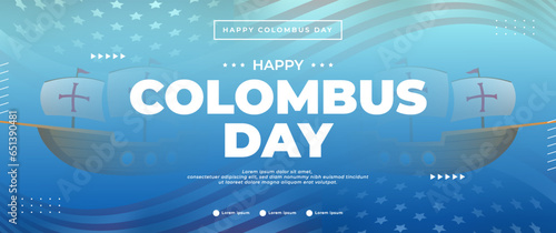 Happy Columbus Day blue banner design