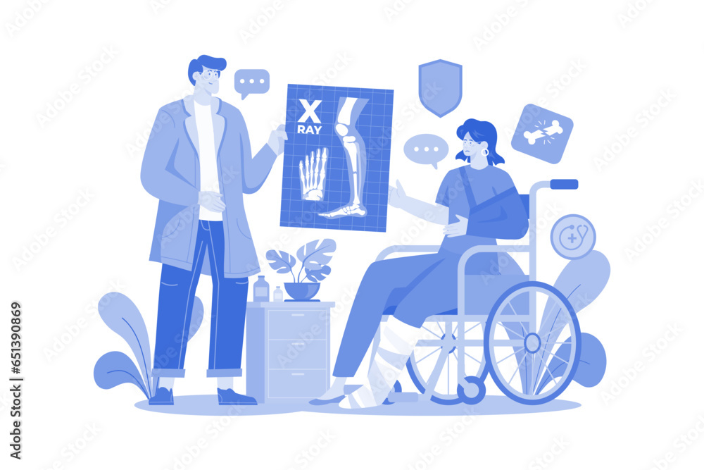 Leg injury and Fracture Illustration concept on white background