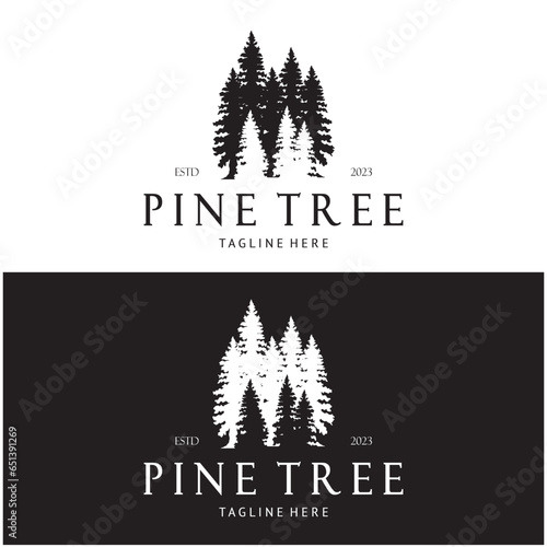 simple pine or fir tree logo,evergreen.for pine forest,adventurers,camping,nature,badges and business.vector