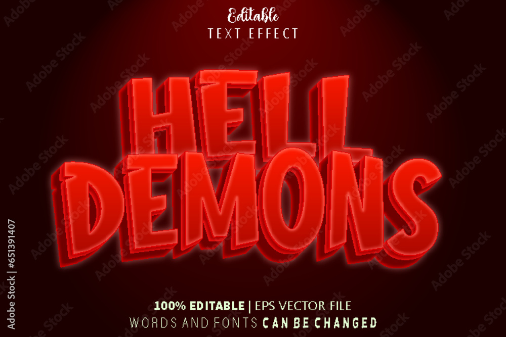 Hell Demons Editable Text Effect Emboss Cartoon Style