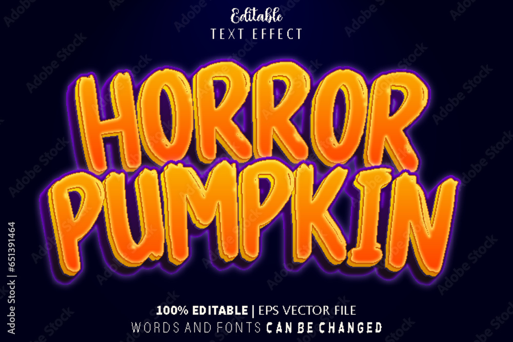 Horror Pumpkin Editable Text Effect Emboss Cartoon Style