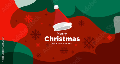 Merry Christmas card and banner vector illustration in red white and green colors 2024
