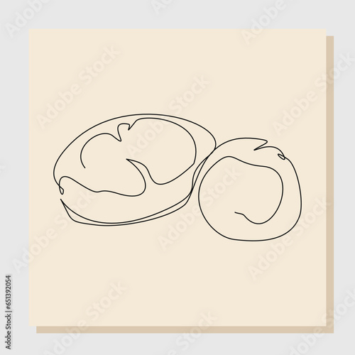 Continuous line drawing of whole health organic sweet potato for farm logo identity. One line art of fresh tuberous morning glory concept for horticultural icon. vector illustration