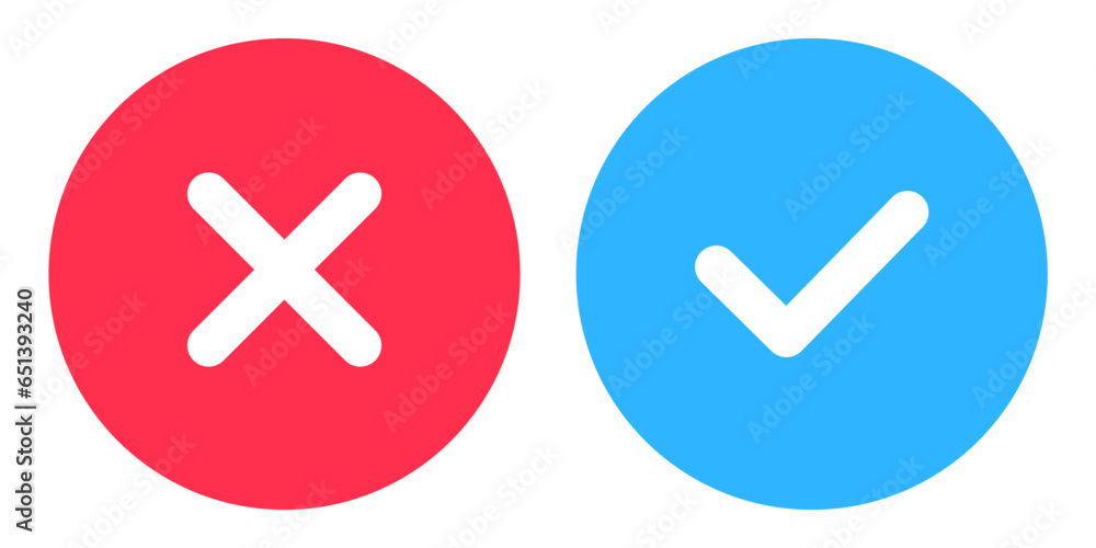 simple icon vector of tick and cross symbol simple icon vector of tick and cross symbol