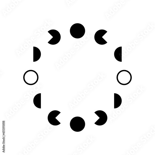 Black circle moon different phases or lunar phase waxing and waning flat vector icon design