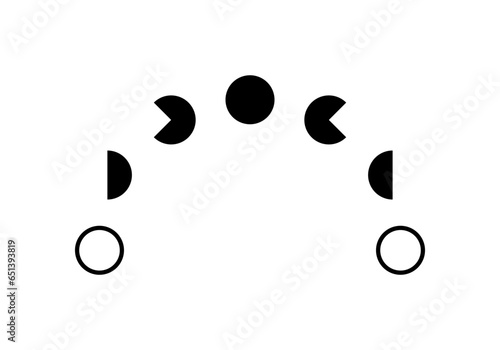 Black curve moon different phases or lunar phase waxing and waning flat vector icon design
