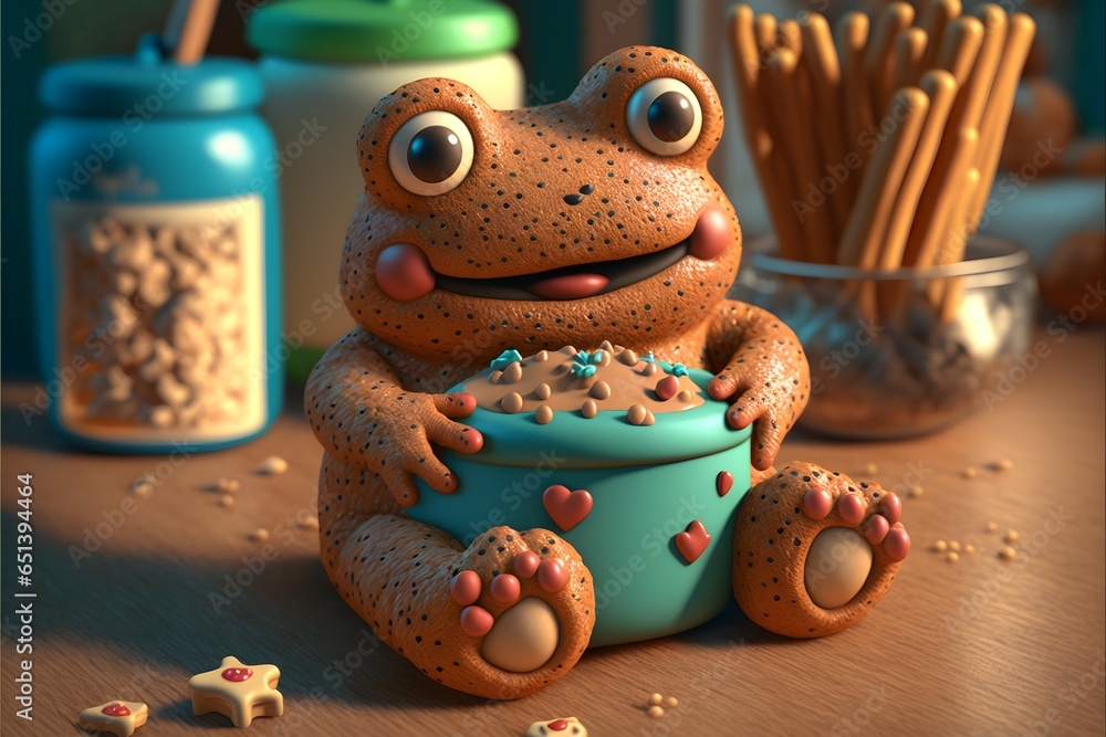 Cute frog gingerbread blender 3d icon 