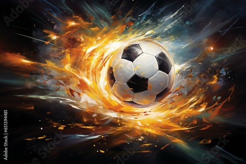 Dynamic soccer ball artwork. Generative AI