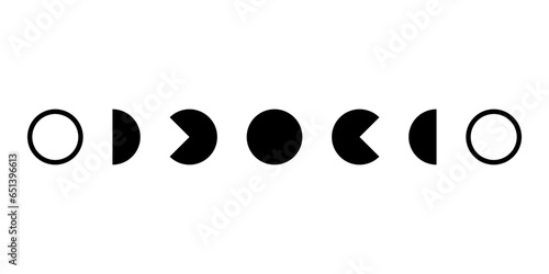 Black moon different phases or lunar phase waxing and waning flat vector icon design