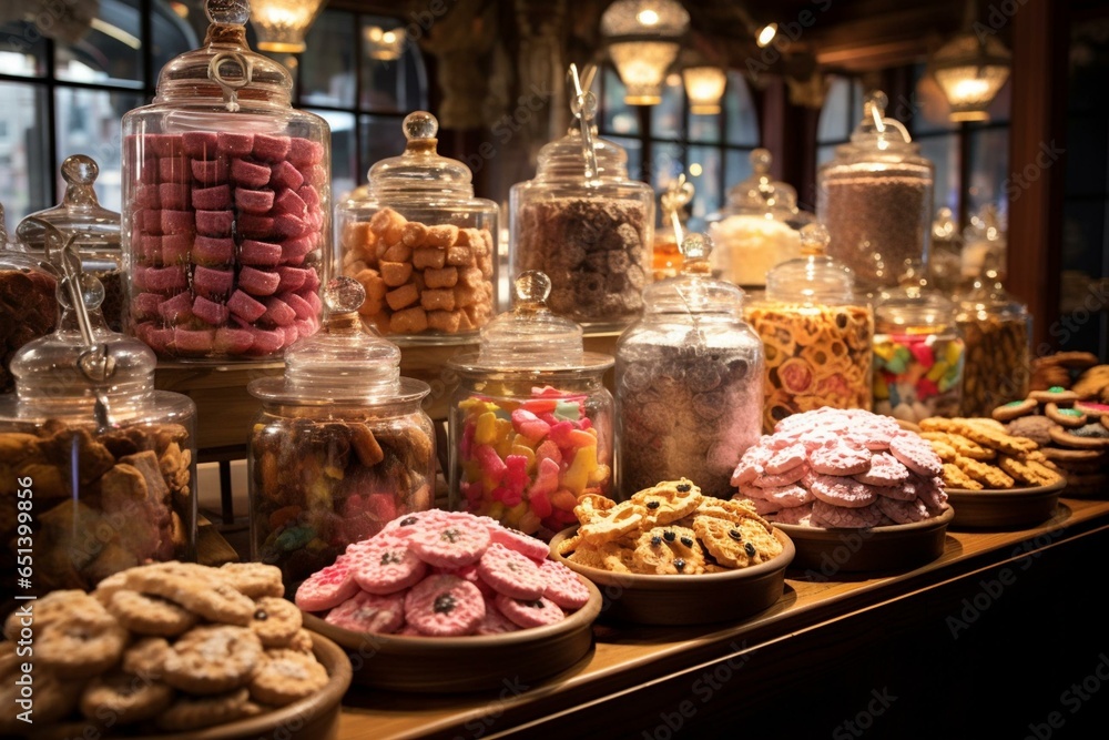 display of sweets in a confectionery shop. Generative AI