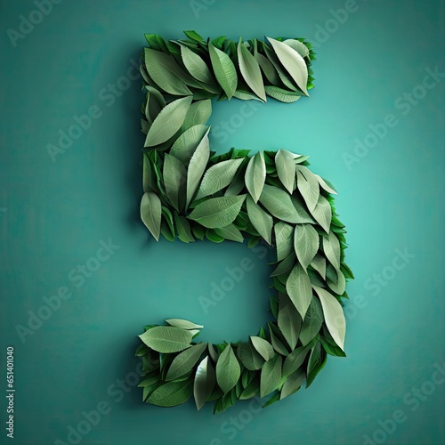 Numbers connected by leaves,number5 photo