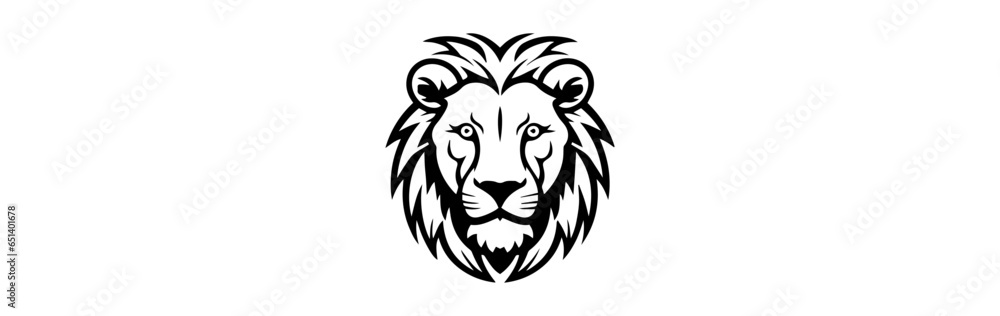 Lion head silhouette Vector White Background
