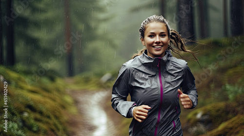 Running woman. Female runner jogging at park. Training outdoors. Exercising on forest path. Healthy, fitness, wellness lifestyle. Sport, cardio, workout concept