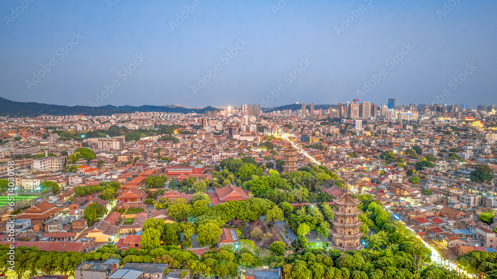 Aerial photography of Quanzhou West Street and Kaiyuan Temple in Licheng District, Quanzhou City, Fujian Province, China