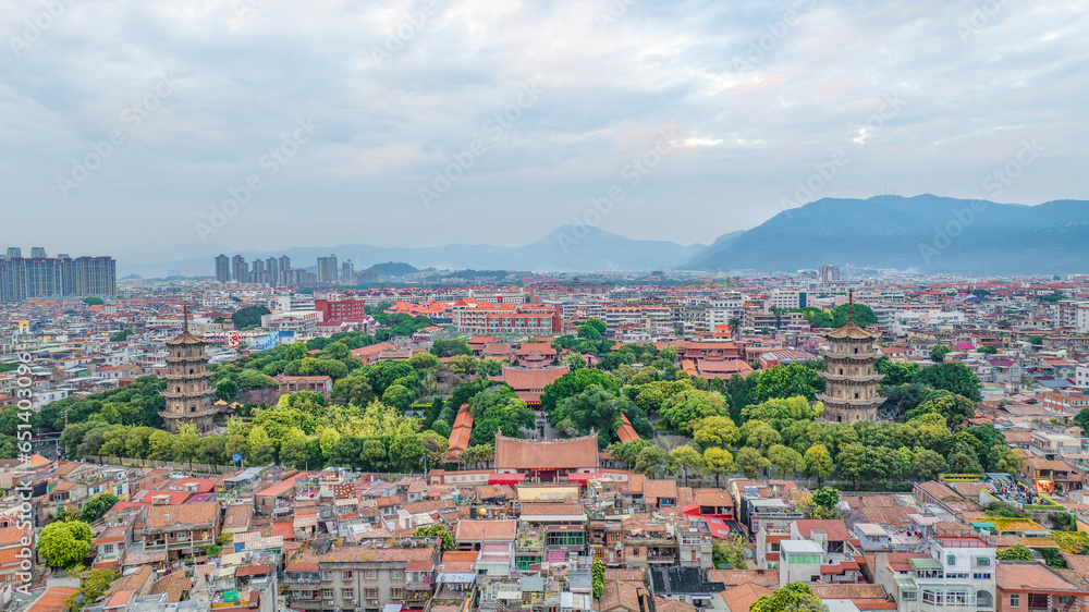 Aerial photography of Quanzhou West Street and Kaiyuan Temple in Licheng District, Quanzhou City, Fujian Province, China