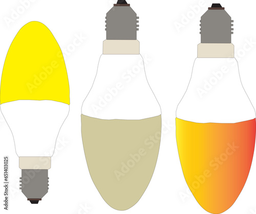 Three different light bulbs illustration