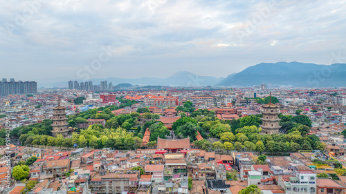 Aerial photography of Quanzhou West Street and Kaiyuan Temple in Licheng District, Quanzhou City, Fujian Province, China © Changyu