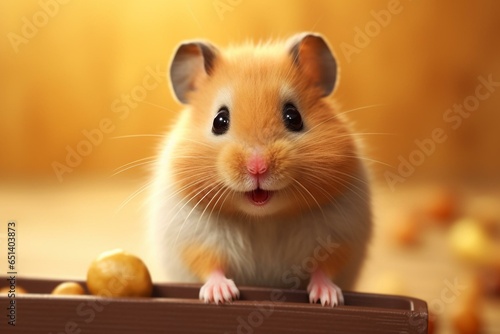 Realistic illustration of a cute hamster looking at the camera. Generative AI