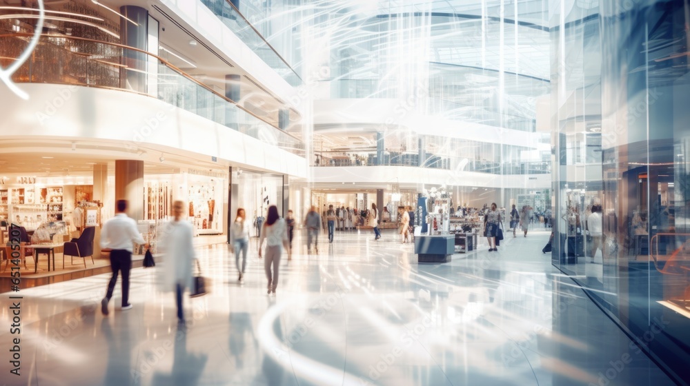 Blurred shopping people in shoppingmall background.