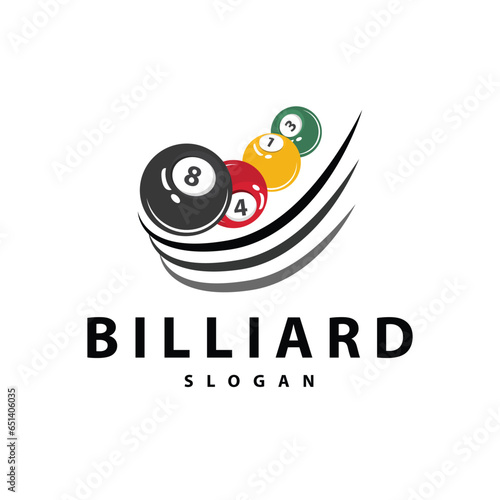 Billiard Logo Minimalist Design Ball and Stick Symbol Illustration Template