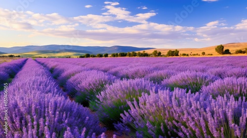 Endless fields of lavender sway in the gentle breeze, their purple blooms a sea of color. © Manyapha