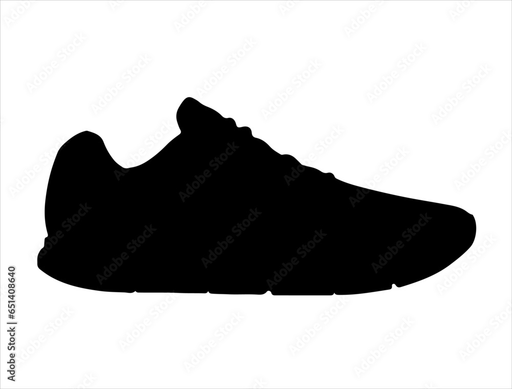 Running shoes silhouette vector art white background Running shoes silhouette vector art white background