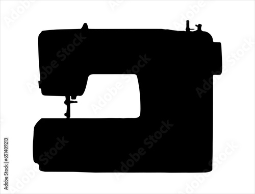 Sewing machine silhouette vector art white background
